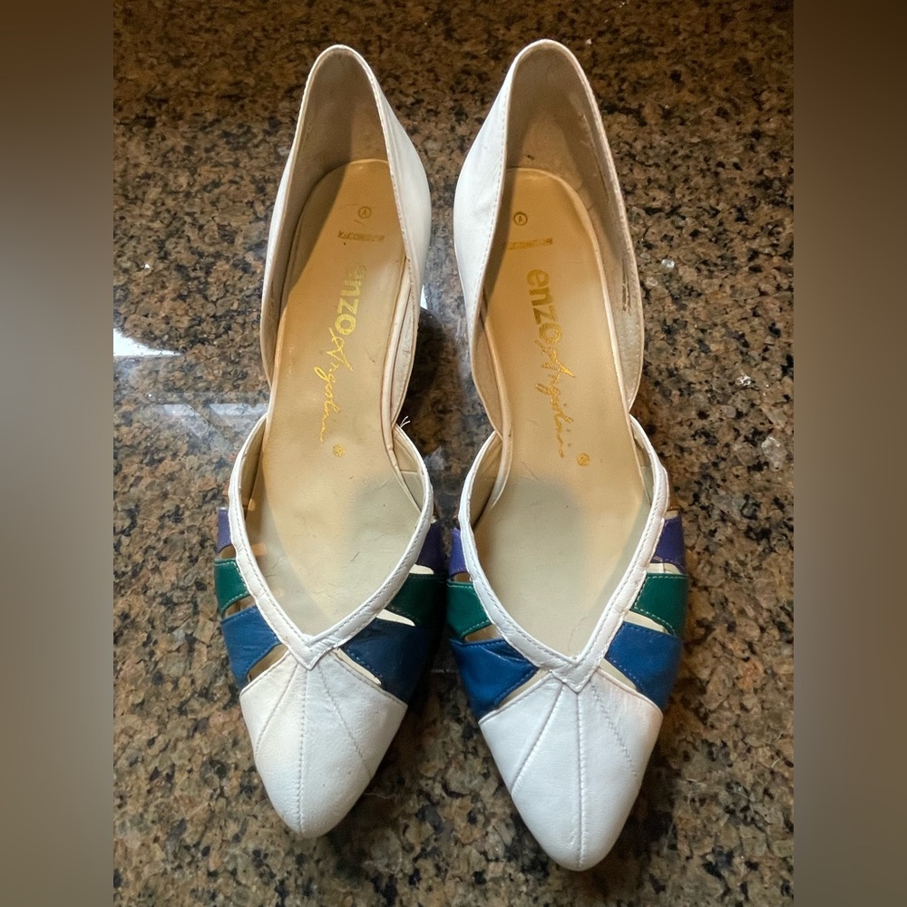 Enzo Angiolini Women's vintage 80’s White and Blue Flats, size 6.5